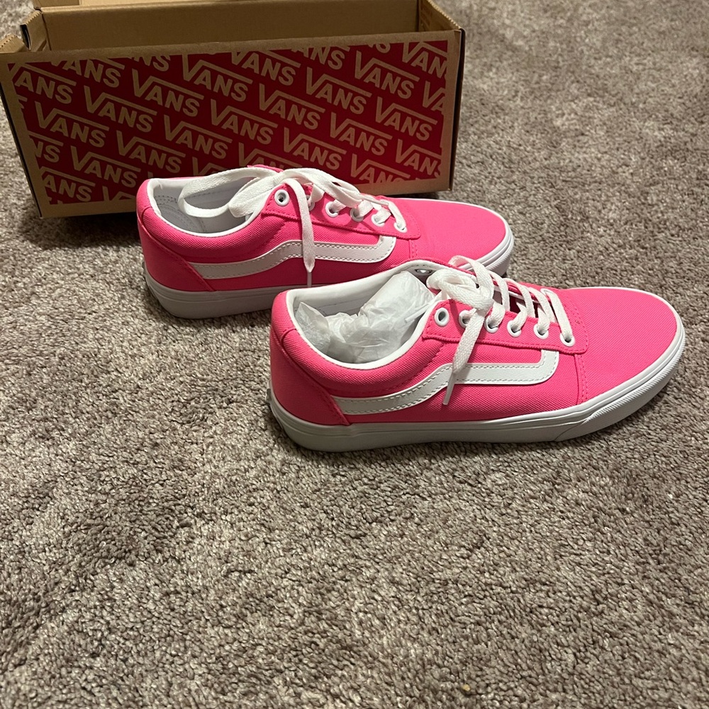 Vans Bold Pink and White Sneakers